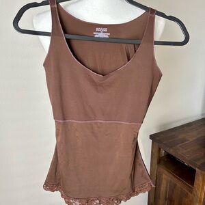 SPANX Brown Shaping Cami Tank Lace Hem Smoothing Top Medium